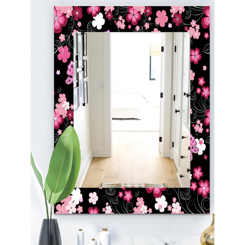 Miroir mural 16 fleurs obsidian, H 24 po x l 32 po