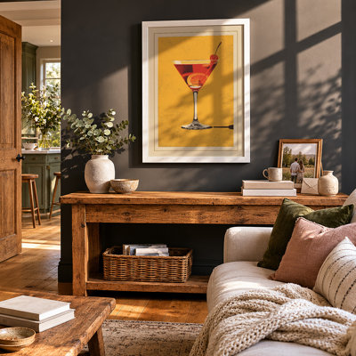 Martini at Sunset Retro - Framed Print