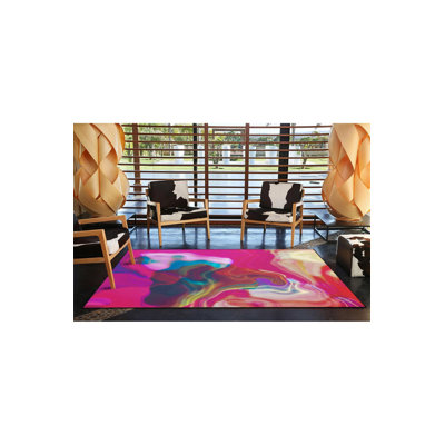Tapis tissé rose pastel lavable à la machine