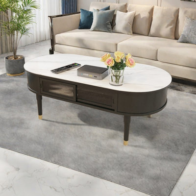 Table basse ovale en ardoise