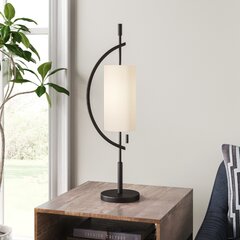 Brass Double Pull Chain Table Lamp with Black Shade