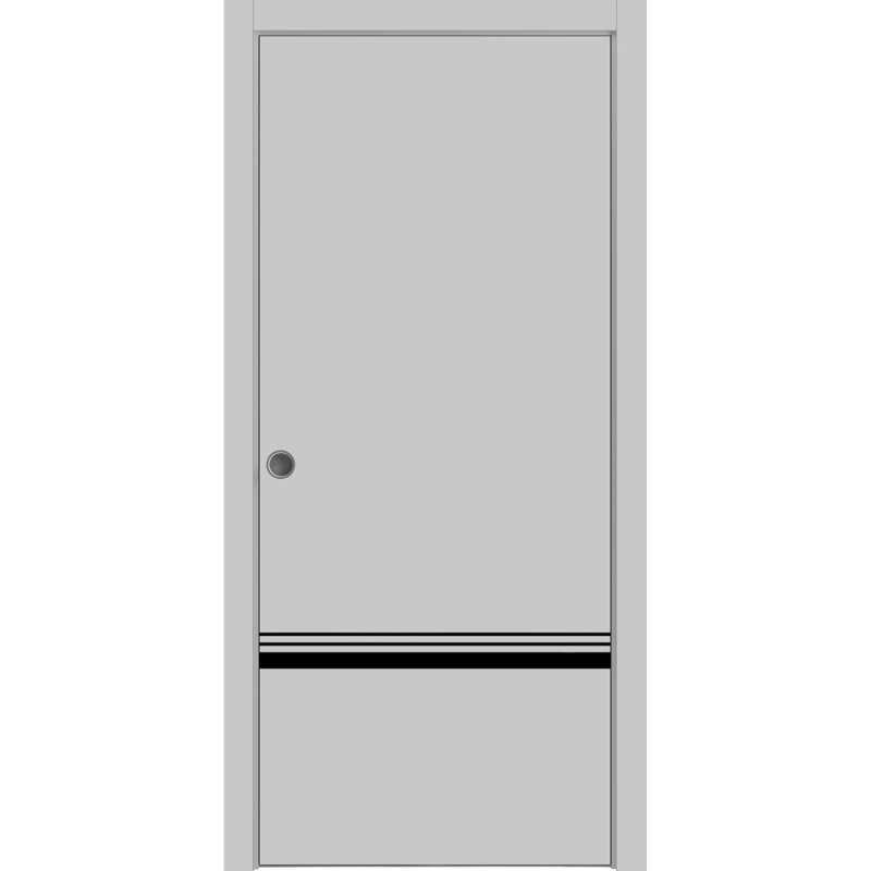 Porte de grange en bois massif massif, Gris mat, 30 po x 80 po