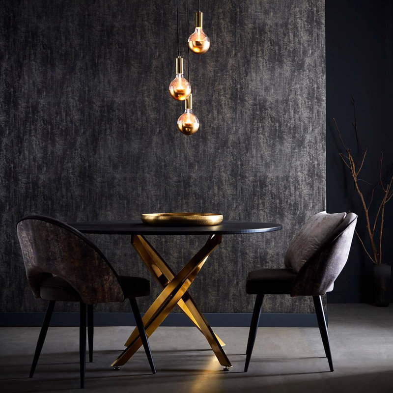 Sontuoso Lusso 10.05m x 52cm Distressed/Shimmer Wallpaper Roll, Noir