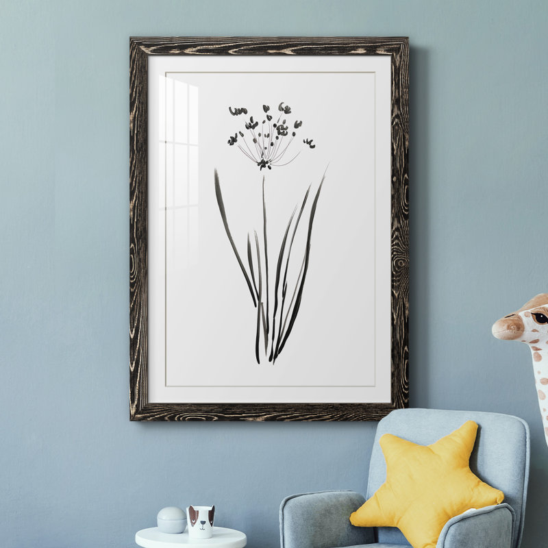 Inky Botanical II - peinture encadrée, Cadre noir, H 37,5 po x l 27,5 po x P 1,5 po