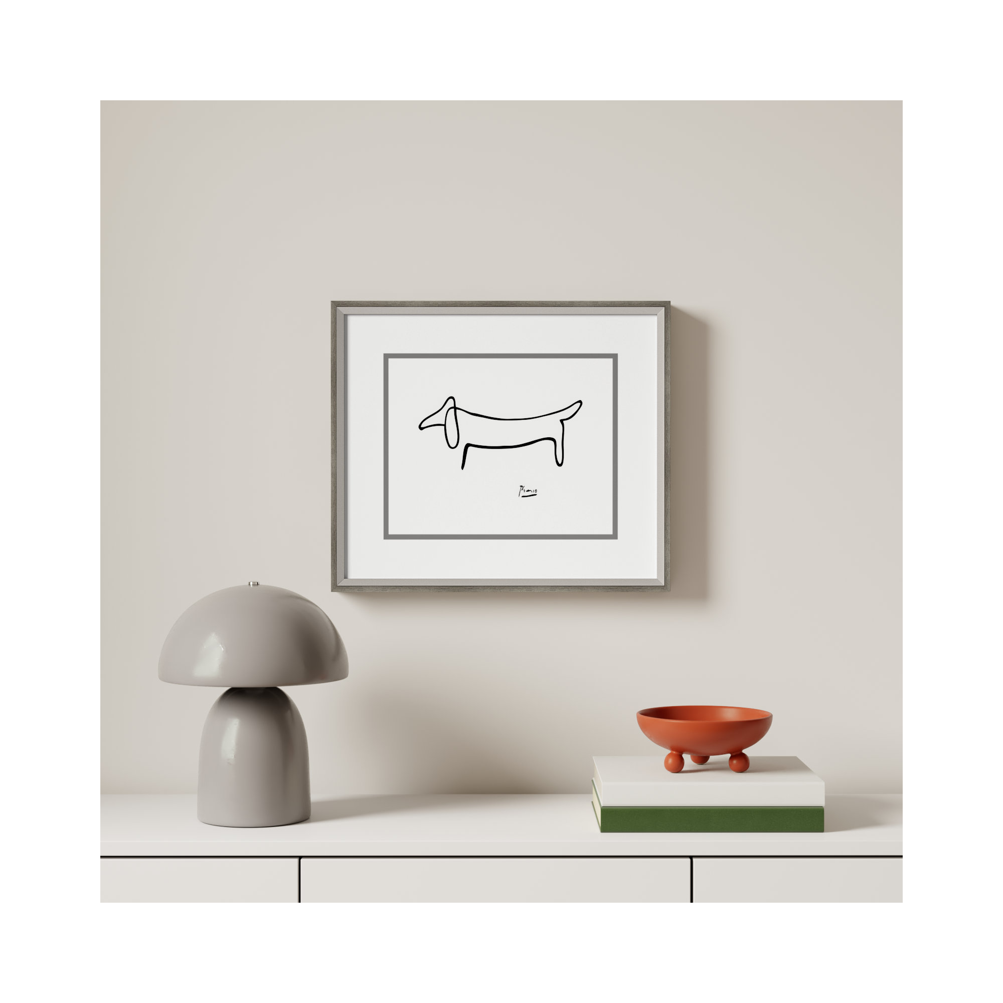 Le Chien (The Dog) by Pablo Picasso, Polished Brass Gold, 18" H x 21" W