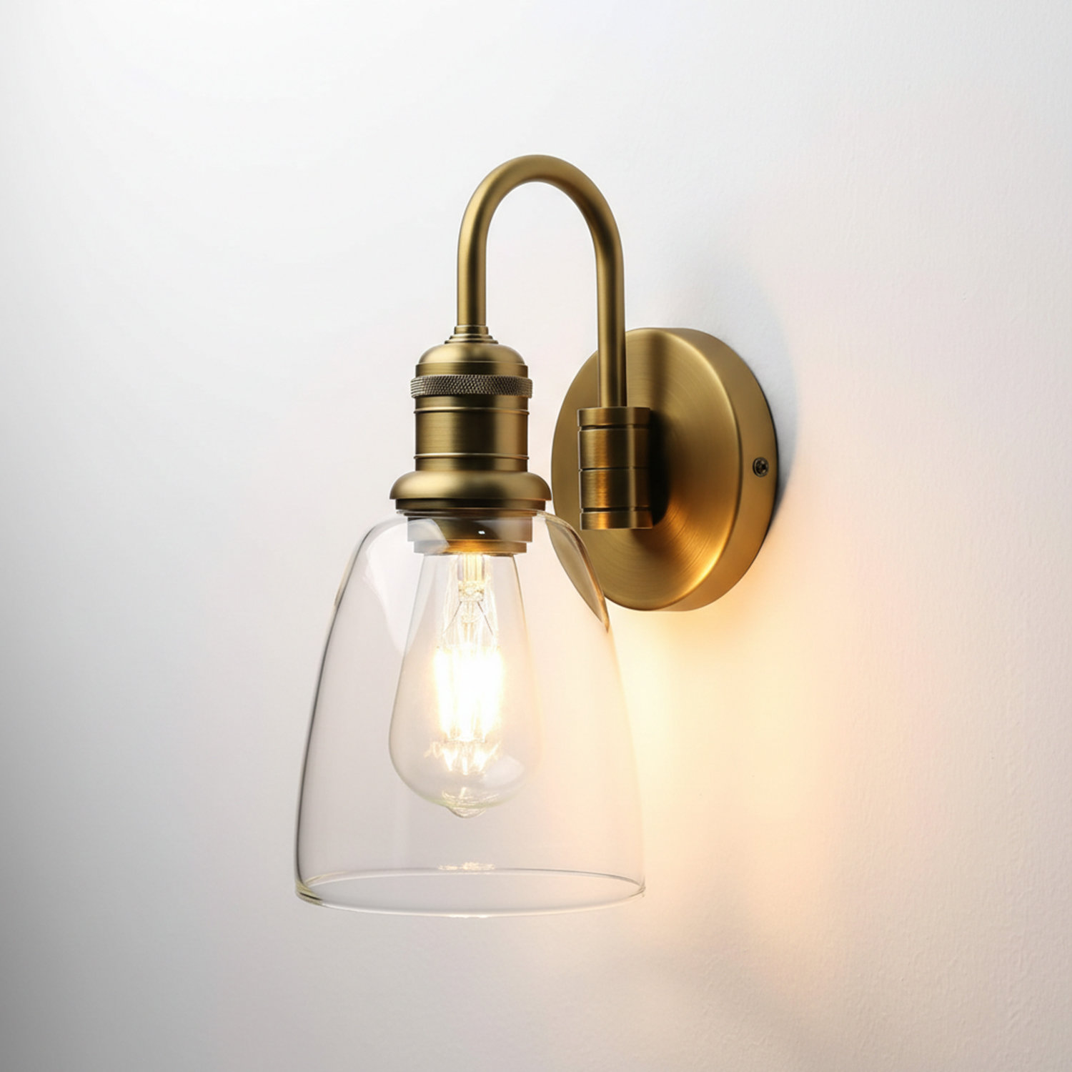 Metro Lane Vintage Industrial Gooseneck Wall Sconce With Clear Glass ...