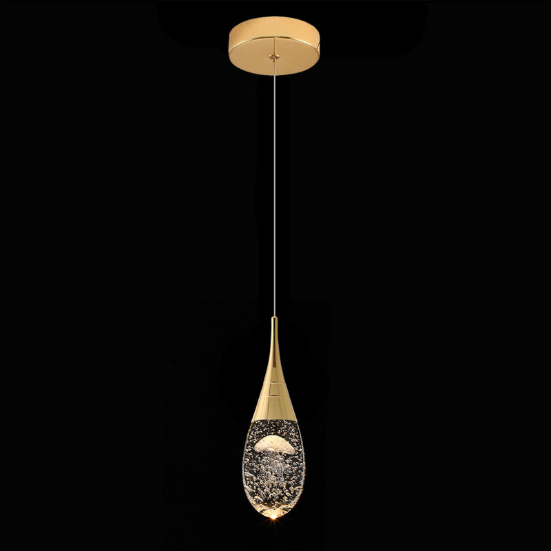 Luminaire suspendu simple à 1 lumière Lykeisha, Méduse dorée