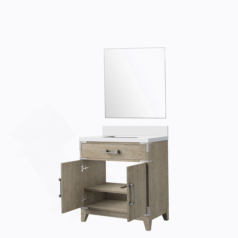 Meuble-lavabo simple 30 po X P 22 po P, comptoir en quartz et Miroir