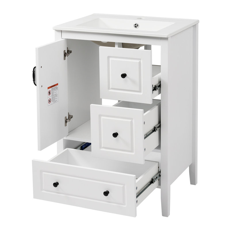 Meuble-lavabo de salle de bain avec lavabo, Blanc