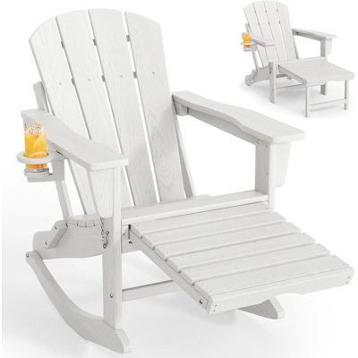 1pcs Folding Adirondack Rocking Chair, with Retractable Ottoman