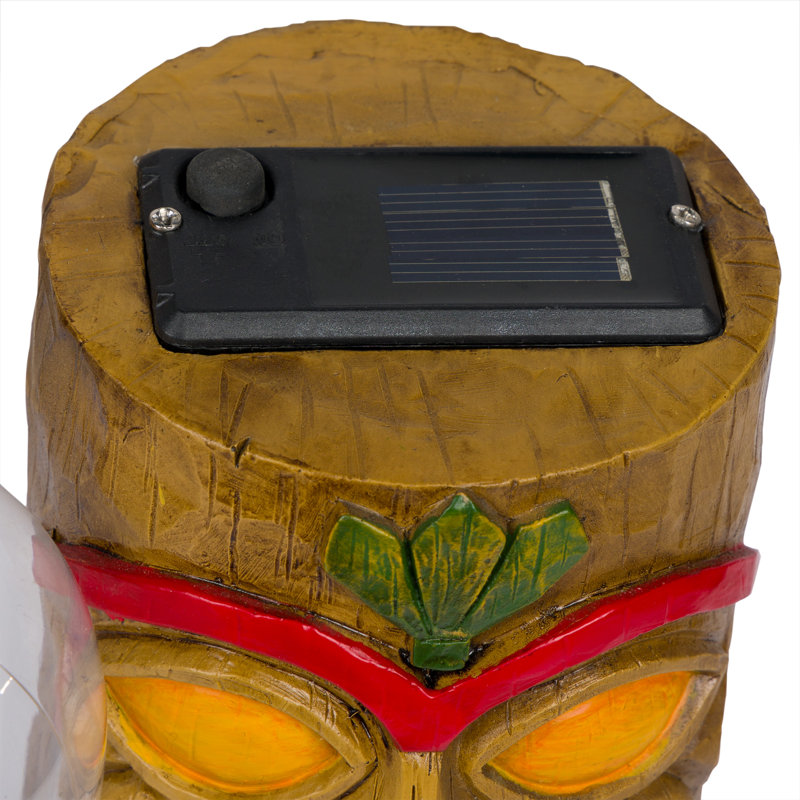 9"H Solar-Powered Tiki Statue with LED Lights