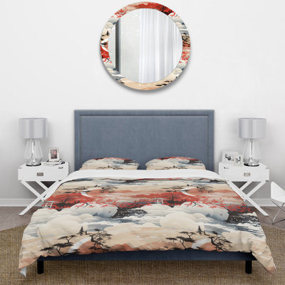 Red Torii Gate Japanese Pattern II - Ensemble de housse de couette japonais