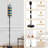 PeeNoke 68.5" Standing Floor Lamp White Navy blue Green Tartan Plaid Scottish from Dimmable Metal Pole Lamp with Linen Lampshade LED Bulb Included