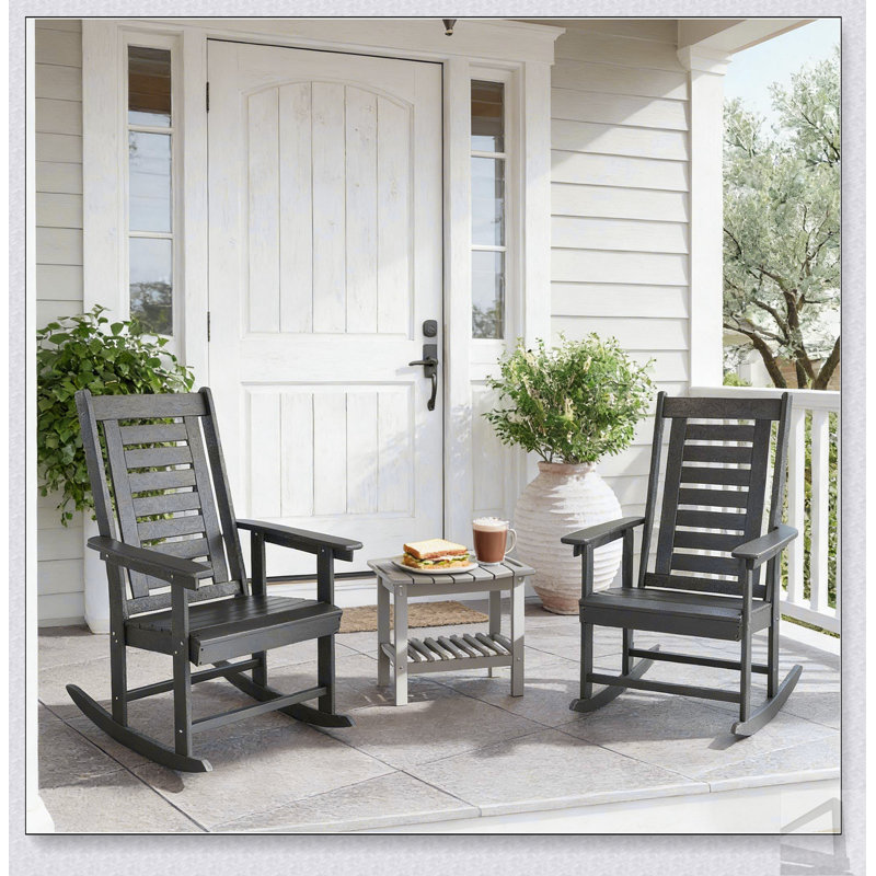 Ensemble de 2 chaises berçantes larges à accoudoirs, durables et confortables pour l'intérieur et l'extérieur
