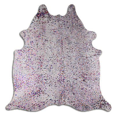 Tapis en cuir de vache blanc métallique personnalisé