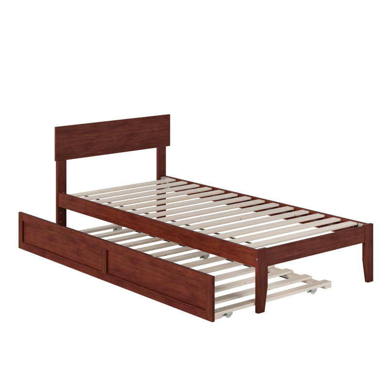 Lit plateforme avec lit gigogne Akiva, Noyer, Simple TG