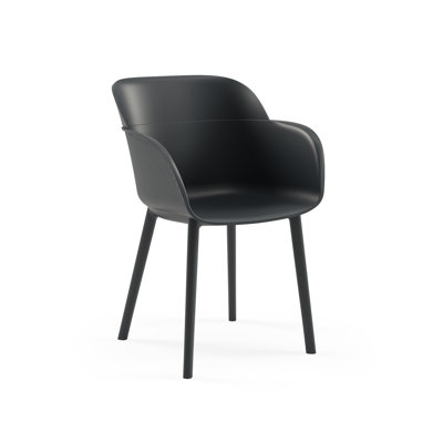 Modern Anthracite Chair Set (2 Pieces), 21.3 x 31.1 x 16.3 inches | 100% Polypropylene, Stylish and Durable | Perfect for Dining Rooms, Offices, and Contemporary Spaces, Elegant Solid Color Design