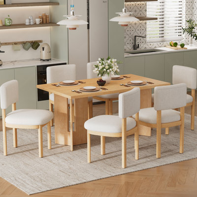 Ensemble de table de salle à manger 7 pièces en bois, table rectangulaire avec 6 chaises rembourrées pour la salle à manger, la cuisine et le salon