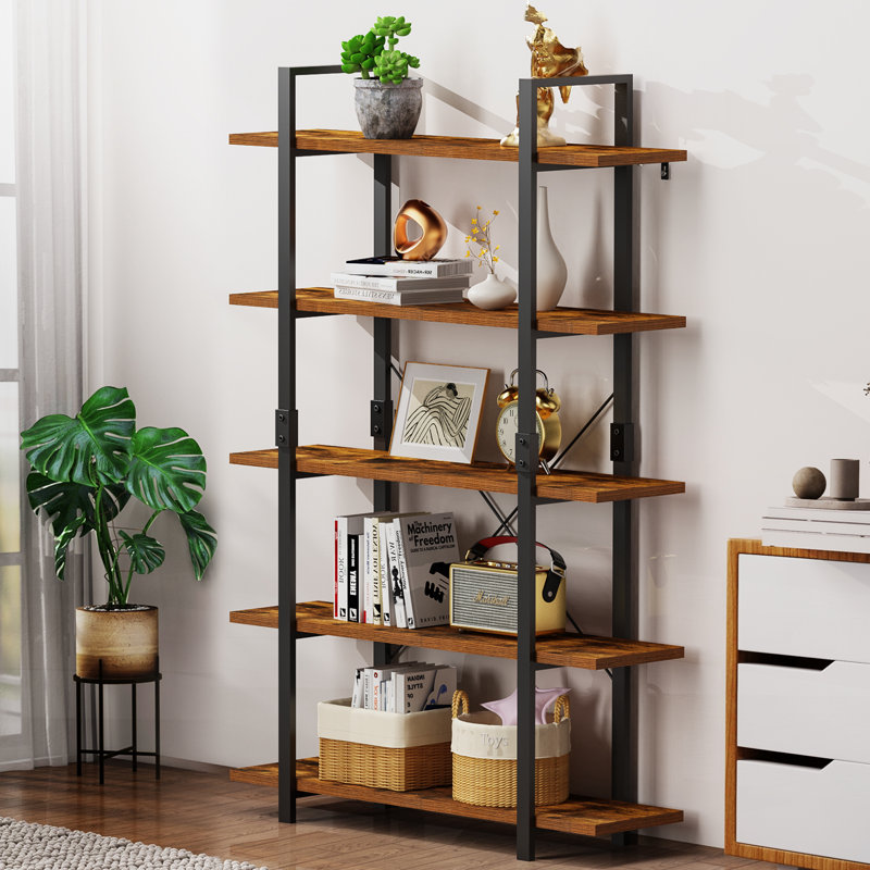 Shipley 83"H x 41"W 6-Tier Steel Etagere Bookcase, (5 Shelves) 70"H x 41.5"W x 13"D