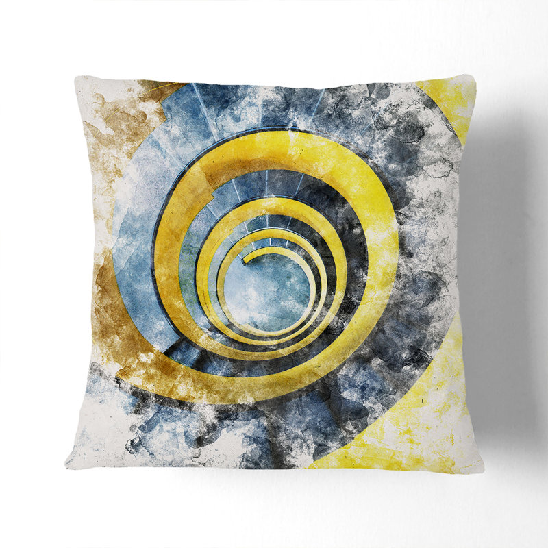 Square Throw Cushion, 40 x 40 cm, Gold/Blue/White