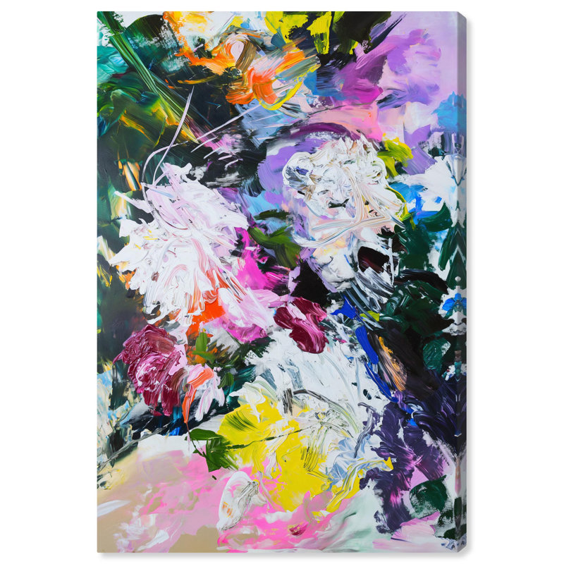 "Chaos coloré", art floral nouveau par Art Remedy, Toile tendue, H 36 po x l 24 po