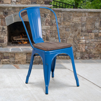 Kewaunee Metal Stackable Chair with Wood Seat