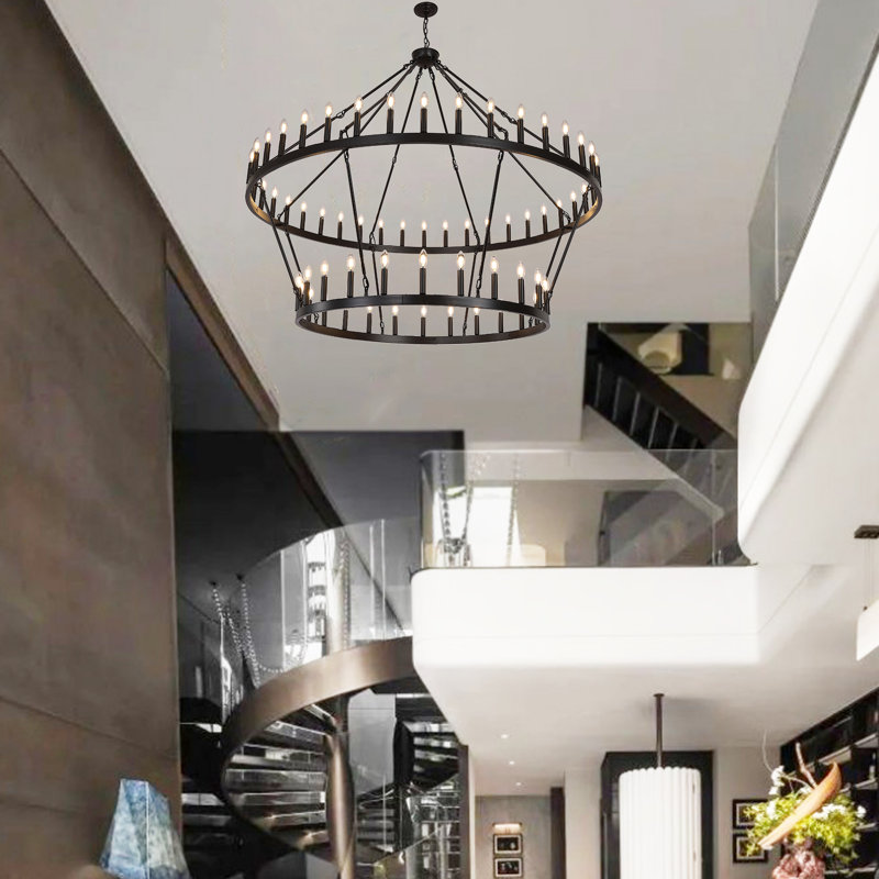 Lustre Veiz, Bronze frotté à l'huile, 64, H 58 po x l 70 po x P 70 po