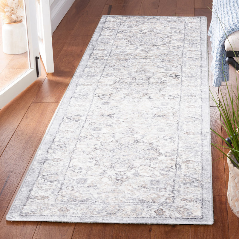 Tapis gris / ivoire Hka, Tapis de couloir 2 pi 3 po x 9 pi