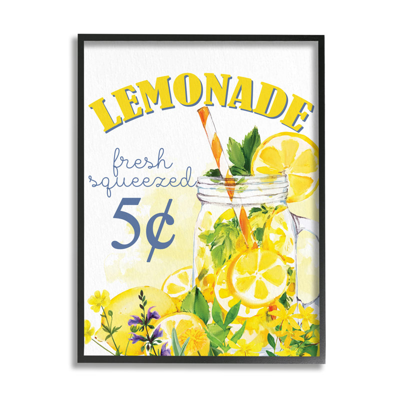 Pot de fruits frais pressé de limonade d'été, H 24 po x l 30 po, Giclée encadrée noir minuit