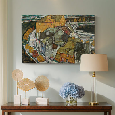 Egon Schiele "Crescent of Houses (Island Town)" - Museum Quality Gallery Wrapped Canvas Wall Art