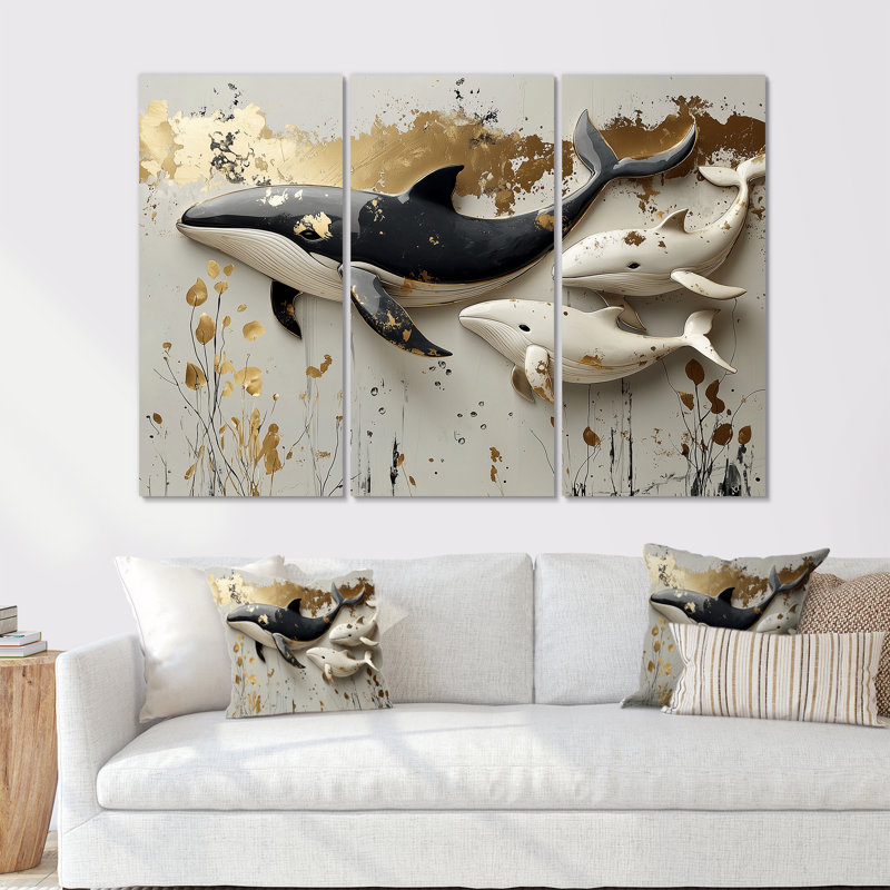 Gentle Whales III - Ensemble de décoration murale pour chambre de bébé, Métal métal, H 28 po x l 36 po x P 1 po