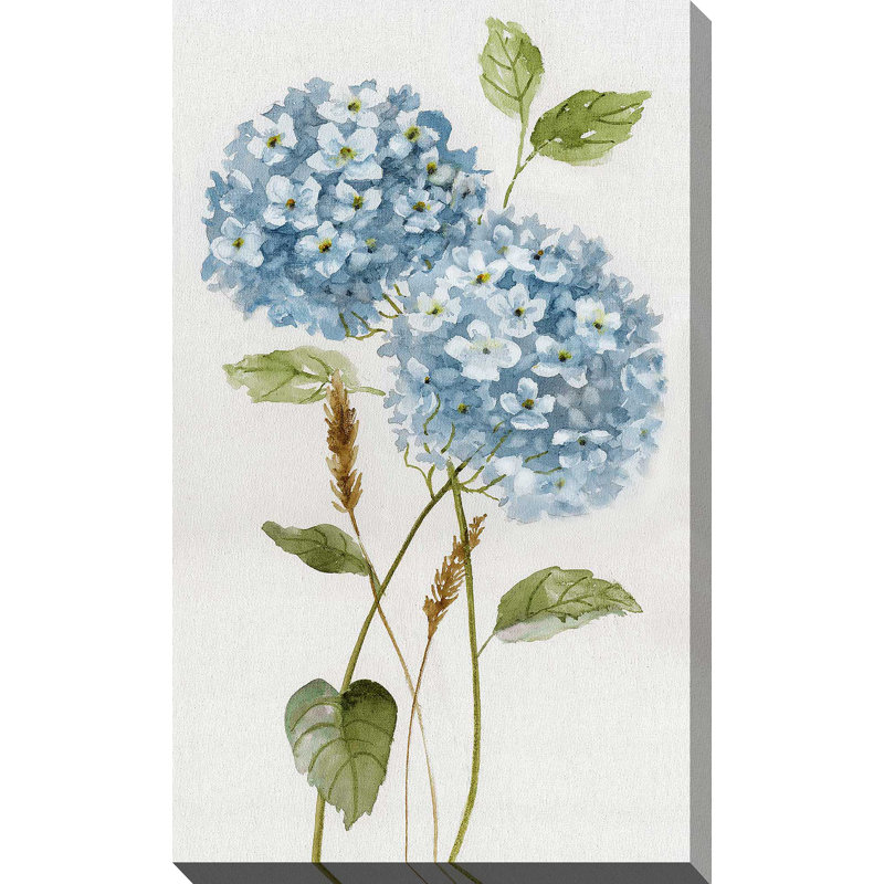 Petite hortensia bleue II par Nan - Peinture, L 18 po x H 30 po, Toile tendue