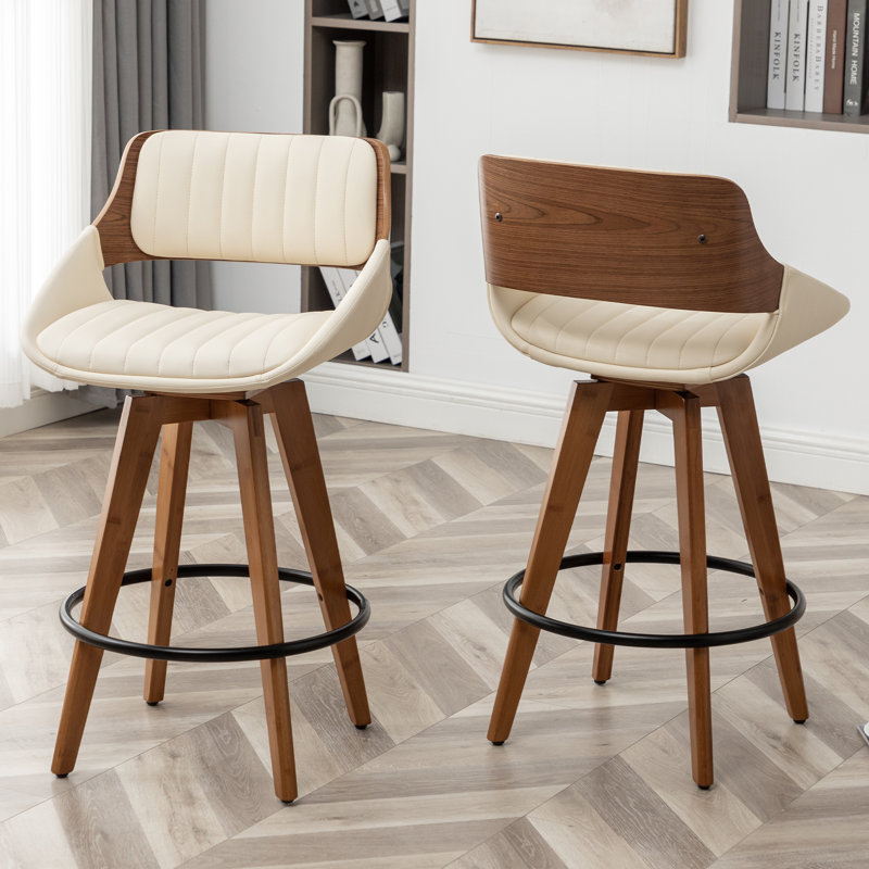 Jobani Swivel Stool, Beige, Bar Stool (30" Seat Height)