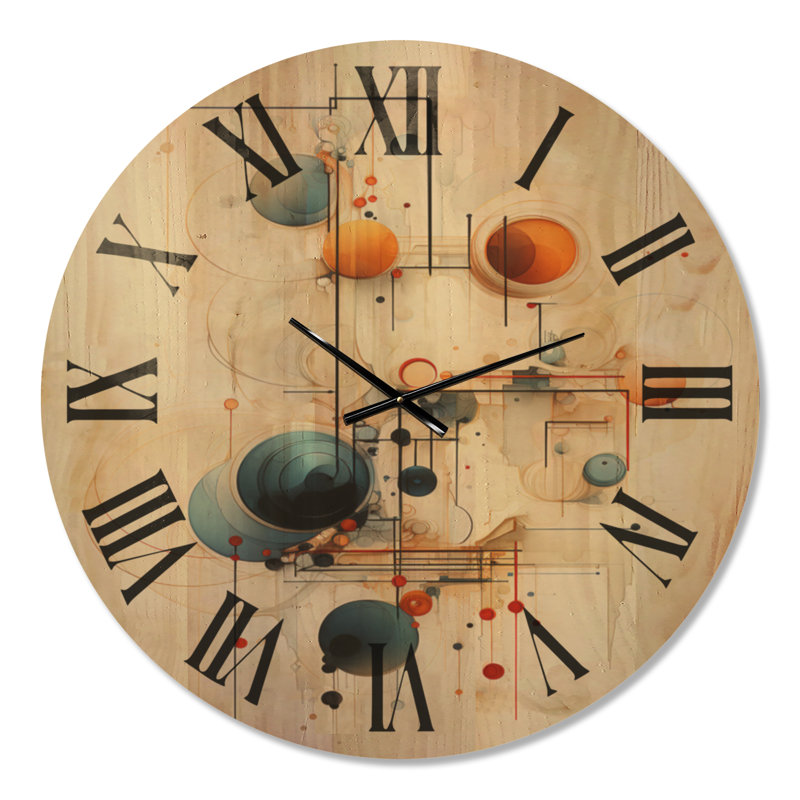 Dessin au trait symbolique - horloge murale surdimensionnée en bois, Surdimensionné