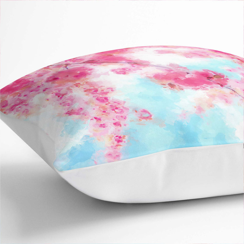 Cherry Blossom Tree in Spring Cushion with Filling, White, 55cm H x 55cm W x 20cm D