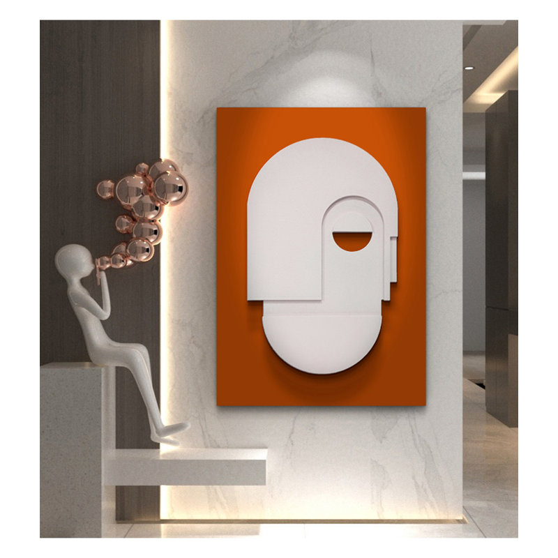 Décoration murale abstraite 3D représentant un visage - Panneau sculptural texturé, 35.43" H x 23.62" W x 2.76" D, Green