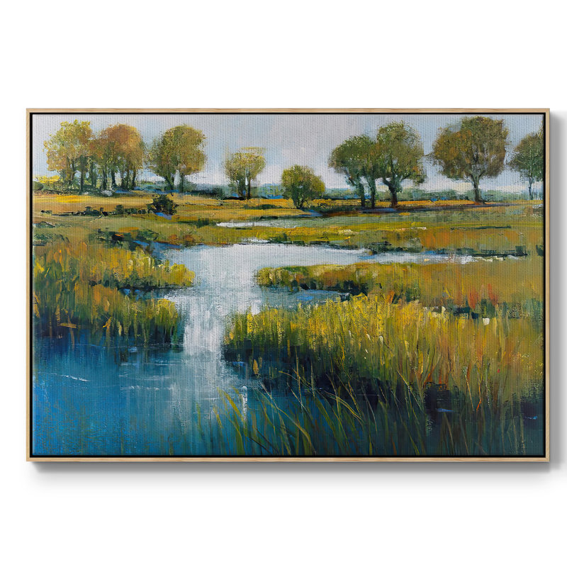 " Marshland View III ", 25" H x 37" W x 2" D, Natural