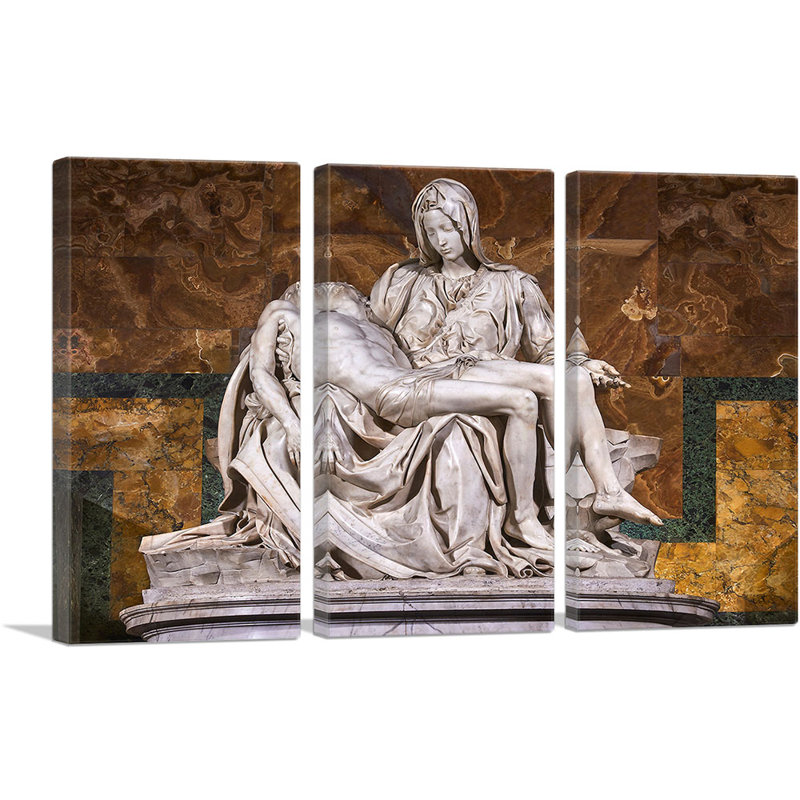 «Pieta 1499» par Michelangelo, ensemble de 3 reproductions d'art sur toiles tendues, H 40 po x l 60 po x 1,5 po