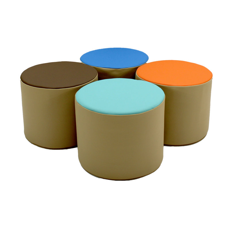 SoftScape 15 Inch Round Classroom Floor Cushions With Handles - 2 Inch Thick Foam, 6-Piece Set For Flexible Seating