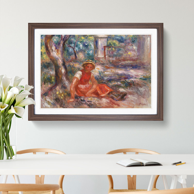 Foot of a Tree by Pierre-Auguste Renoir - Picture Frame Painting, Walnut Framed, 65cm H x 90cm W x 2cm D