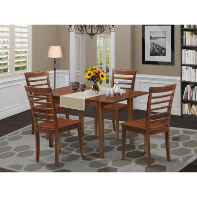 Rahneisha 5 - Piece Butterfly Leaf Rubber Solid Wood Breakfast Nook Dining Set