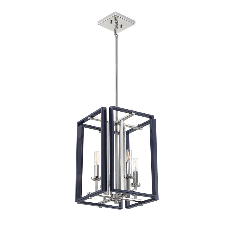 Luminaire suspendu carré / rectangulaire 4 lumières Kentiga, Bleu marine
