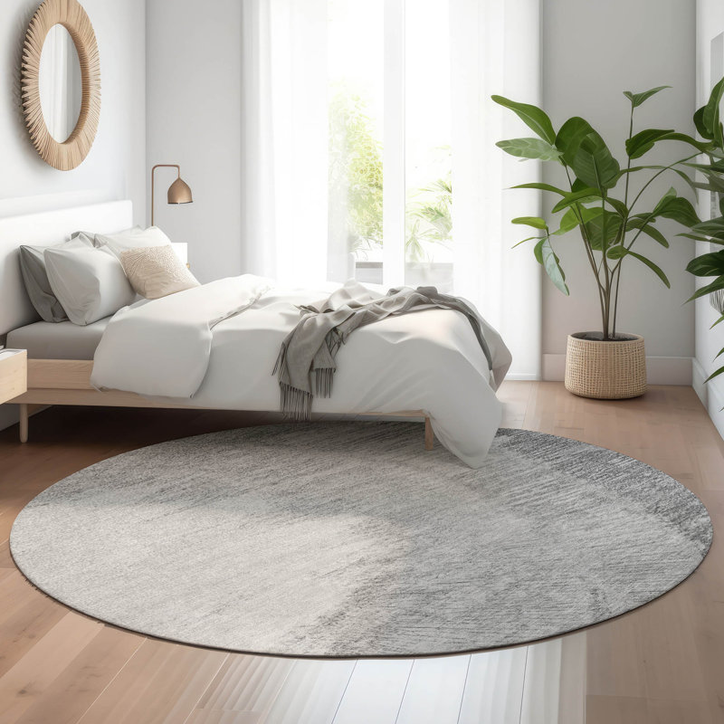 Premium Machine Washable Cerrito Gray Rug, Round 8'