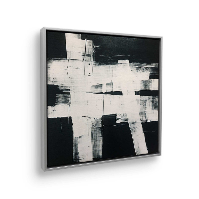 Impression sur toile Eclipsed Onyx Tangle II, Cadre flottant en chrome poli, H 32,75 po x l 32,75 po x P 1,75 po, 1