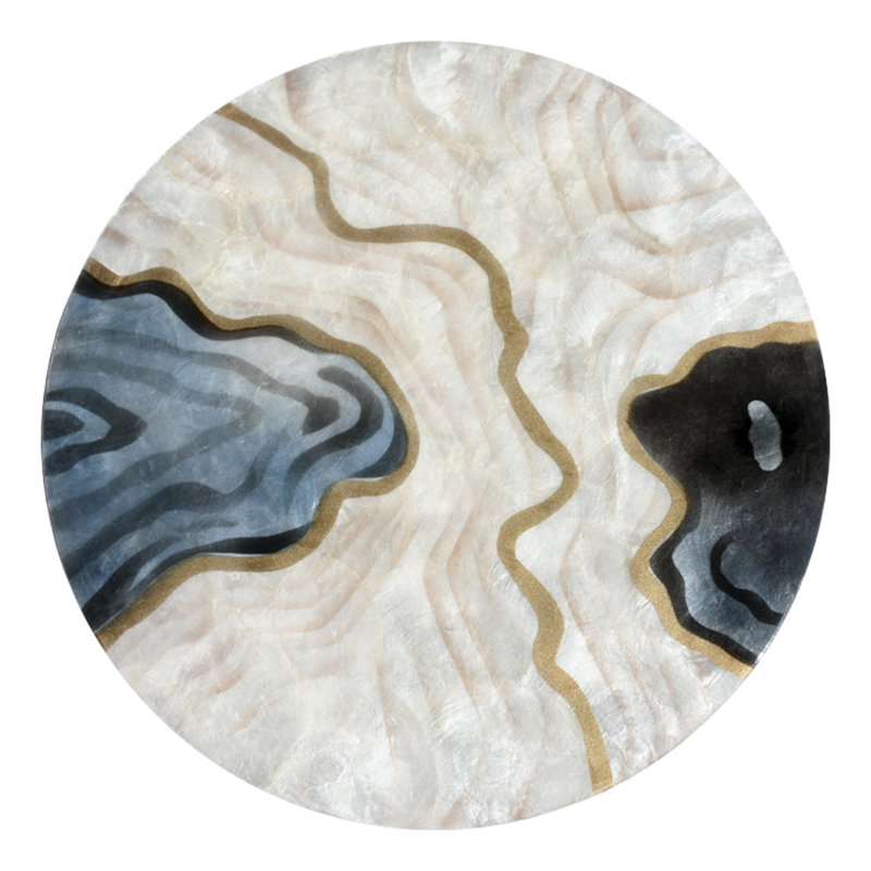 Blue Pearl Earth Tone Shell Placemat, Blue/Brown/Gray, Abstract