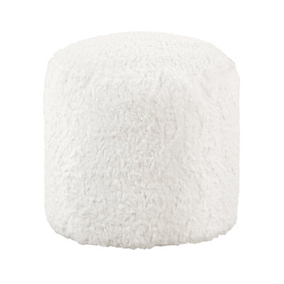 Modern Faux Fur Chair Pouf, Non-Slip Base, 300Lb Weight Limit, 16"X17", Pouf Footstool, Surface, Capacity, 16" X 17"H, Interior Design Element Aspect