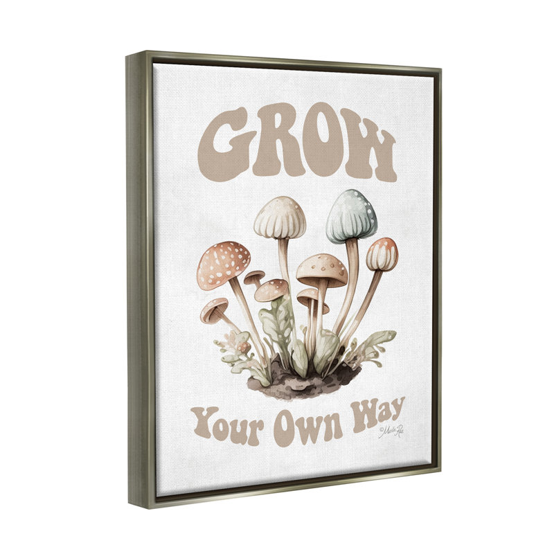  Groovy Mushroom Grow, encadré sur bois par Marla Rae, impression, H 21 po x l 17 po x P 1,7 po, Cadre flottant gris lustré