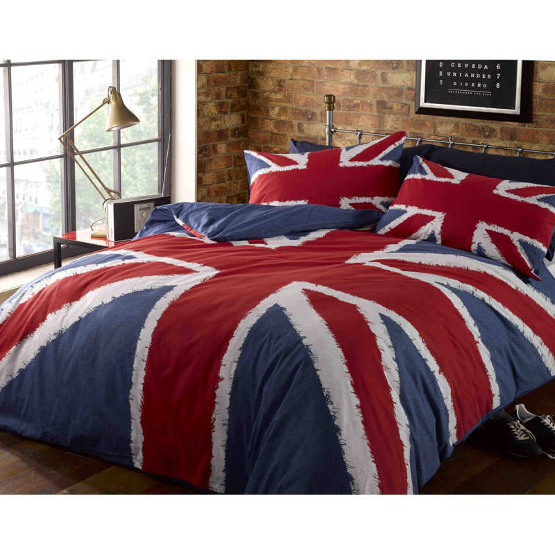 Kessler Polyester Union Jack Duvet Cover with Pillowcases, Single - 1 Standard Pillowcase