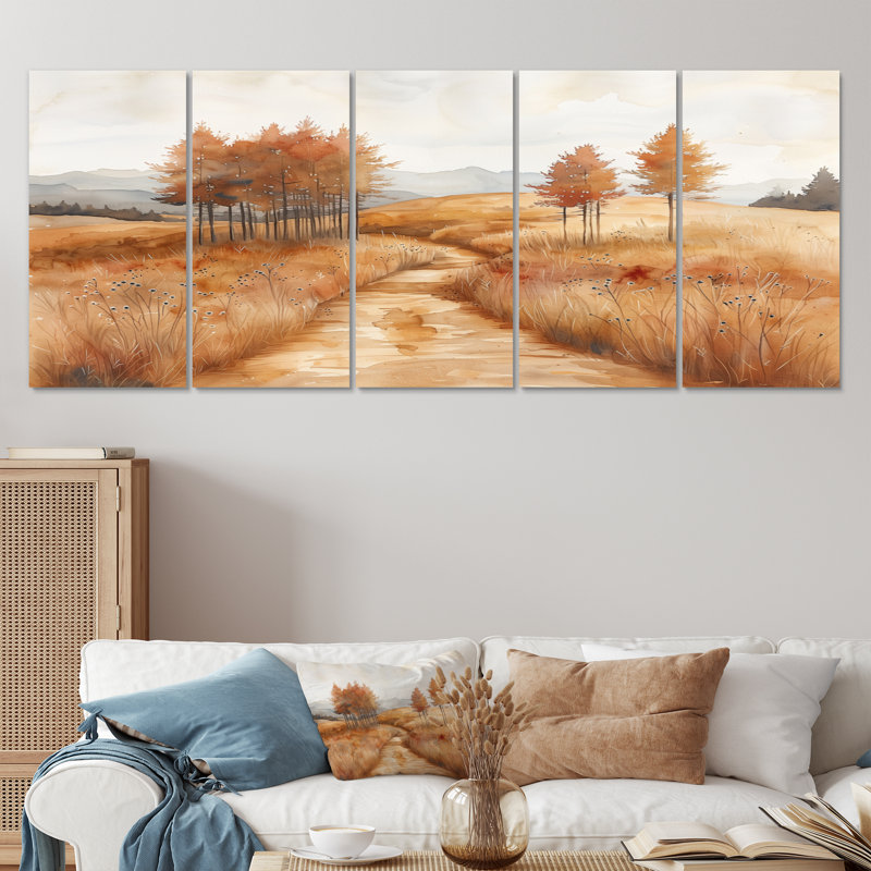 «Brown Meadows Autumn Canada In Canada I», ensemble d'art mural campagne, H 28 po x l 60 po