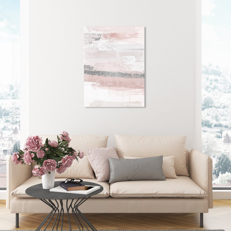 Éléments sophistiqués rosés - peinture, Toile tendue, H 24 po x l 20 po